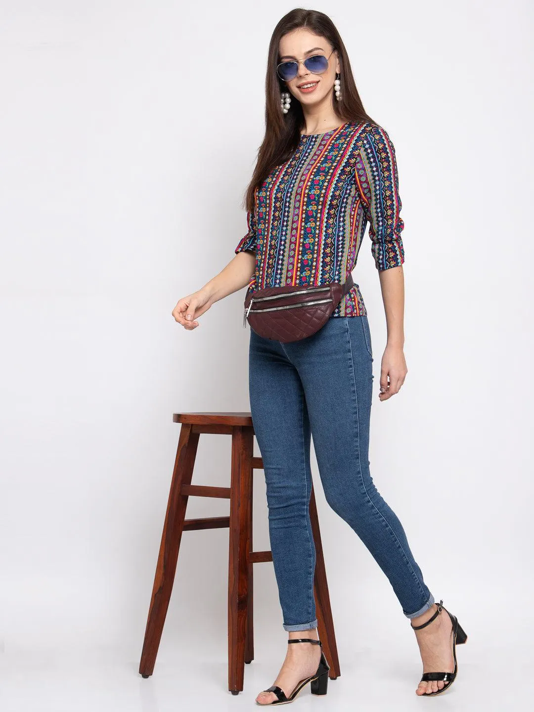 Style Quotient Women Multi Ethnic Printed Polyester Smart Casual Top