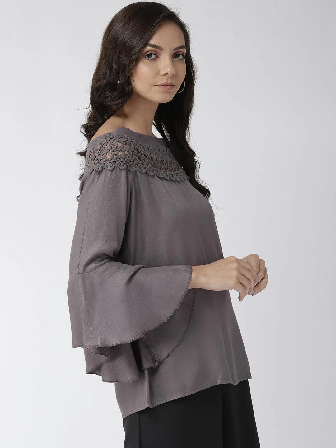 Style Quotient Women Solid Off White viscose rayon smart casual top