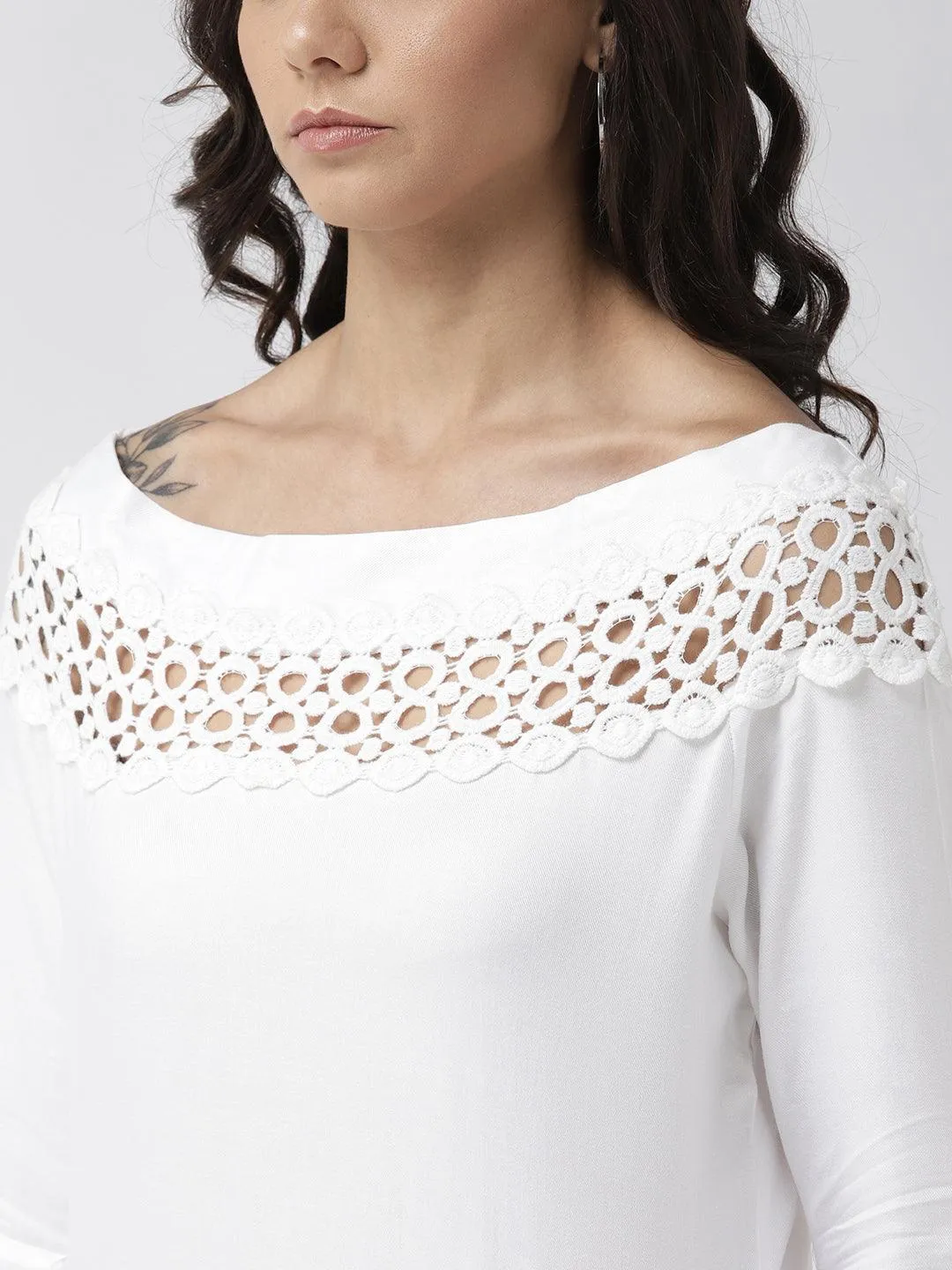 Style Quotient Women Solid Off White viscose rayon smart casual top