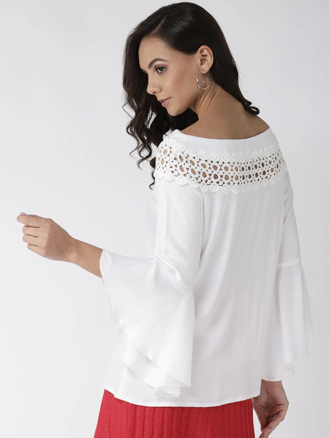Style Quotient Women Solid Off White viscose rayon smart casual top