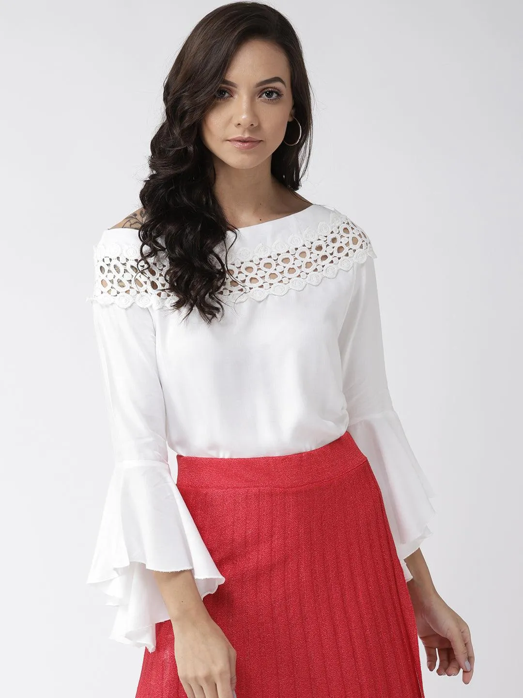 Style Quotient Women Solid Off White viscose rayon smart casual top
