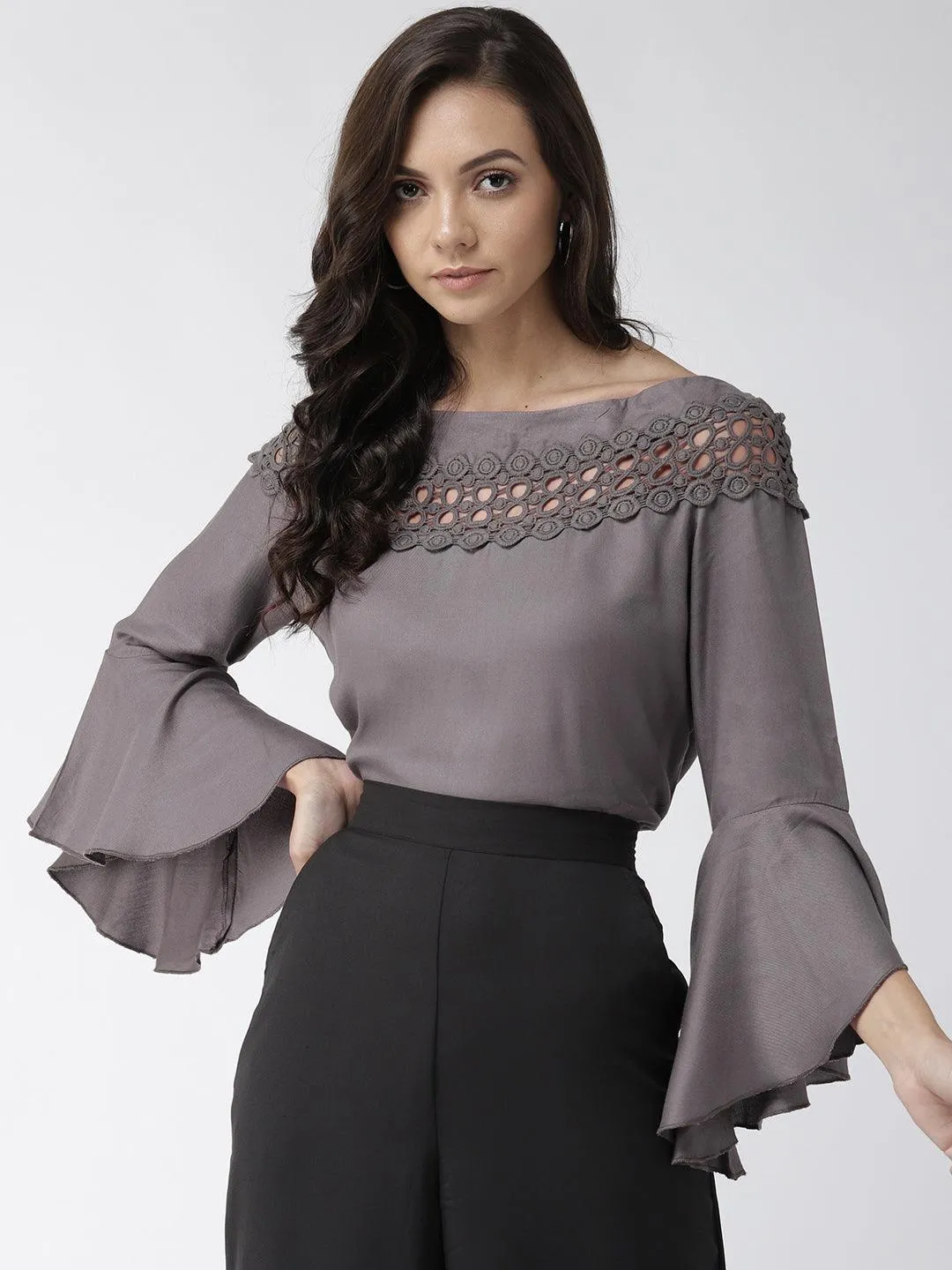 Style Quotient Women Solid Off White viscose rayon smart casual top