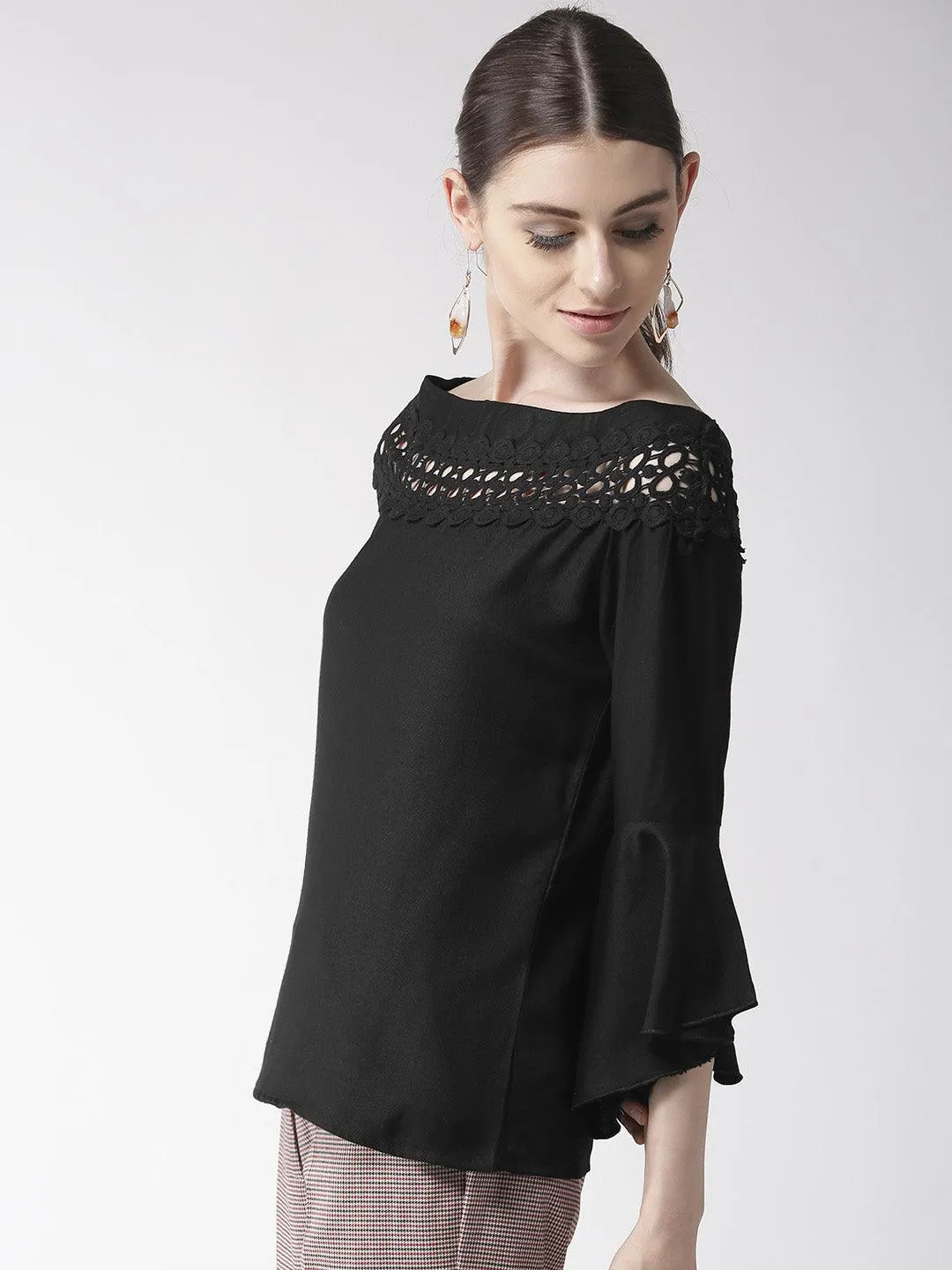 Style Quotient Women Solid Off White viscose rayon smart casual top