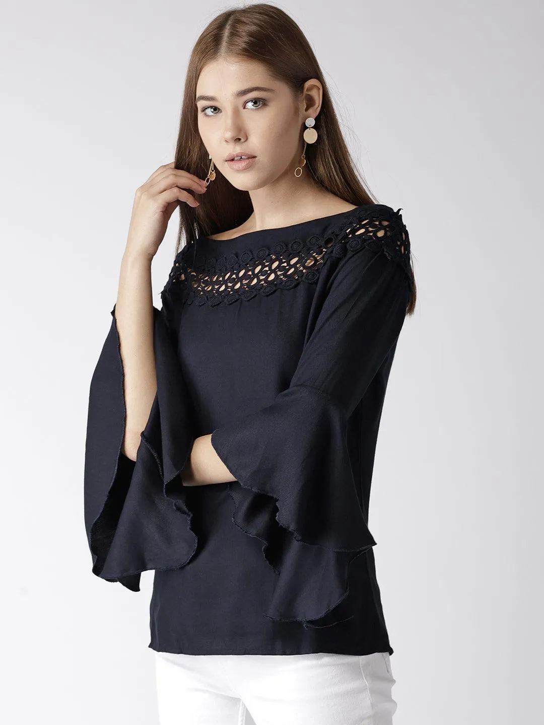 Style Quotient Women Solid Off White viscose rayon smart casual top