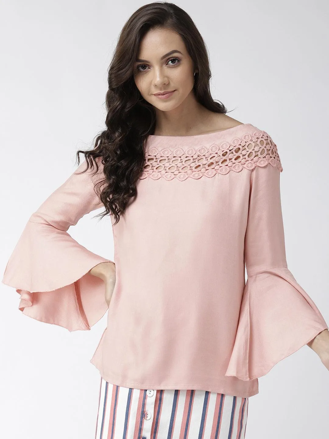 Style Quotient Women Solid Off White viscose rayon smart casual top