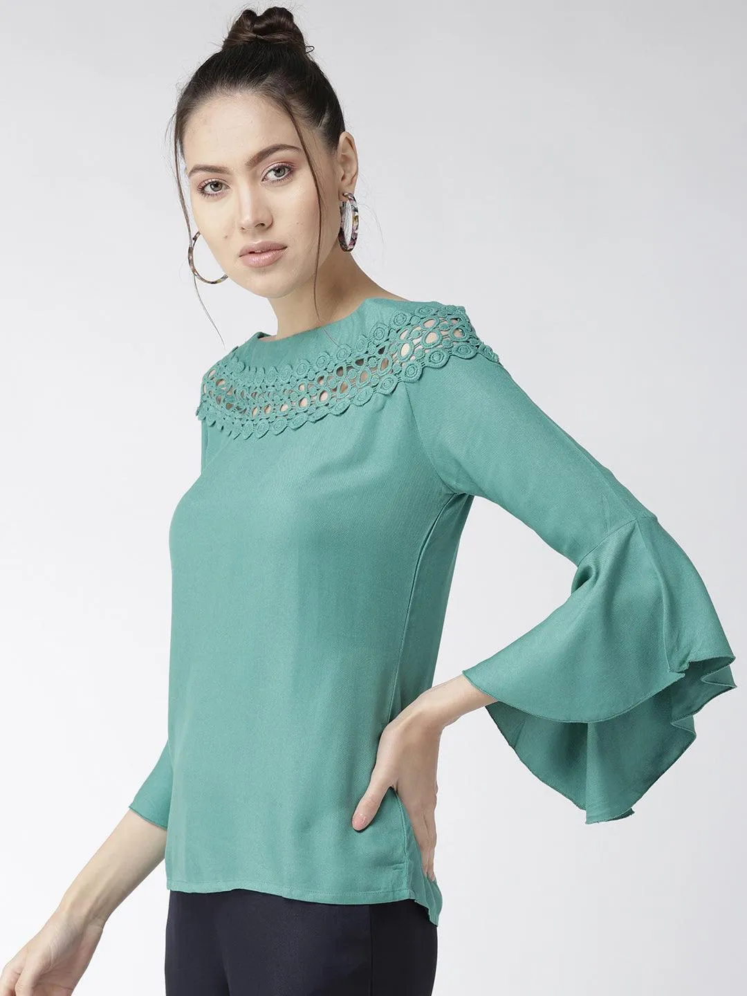 Style Quotient Women Solid Off White viscose rayon smart casual top
