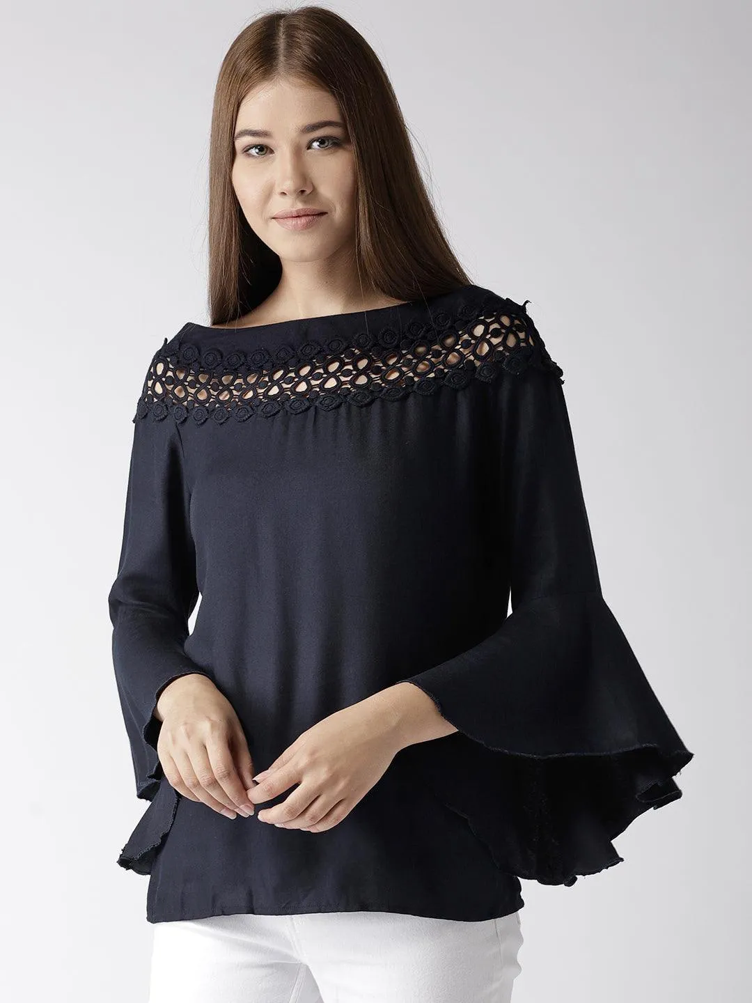 Style Quotient Women Solid Off White viscose rayon smart casual top