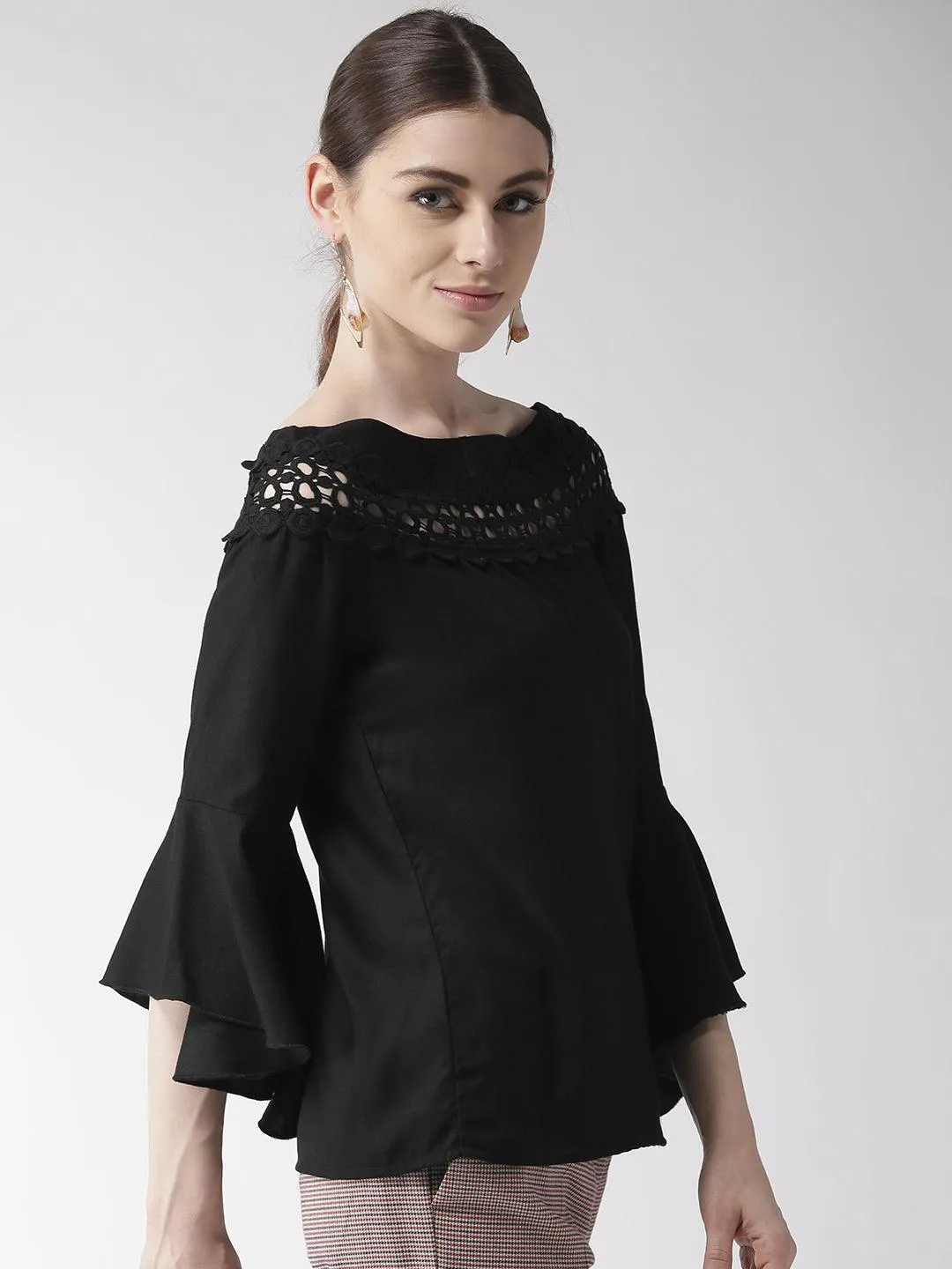 Style Quotient Women Solid Off White viscose rayon smart casual top
