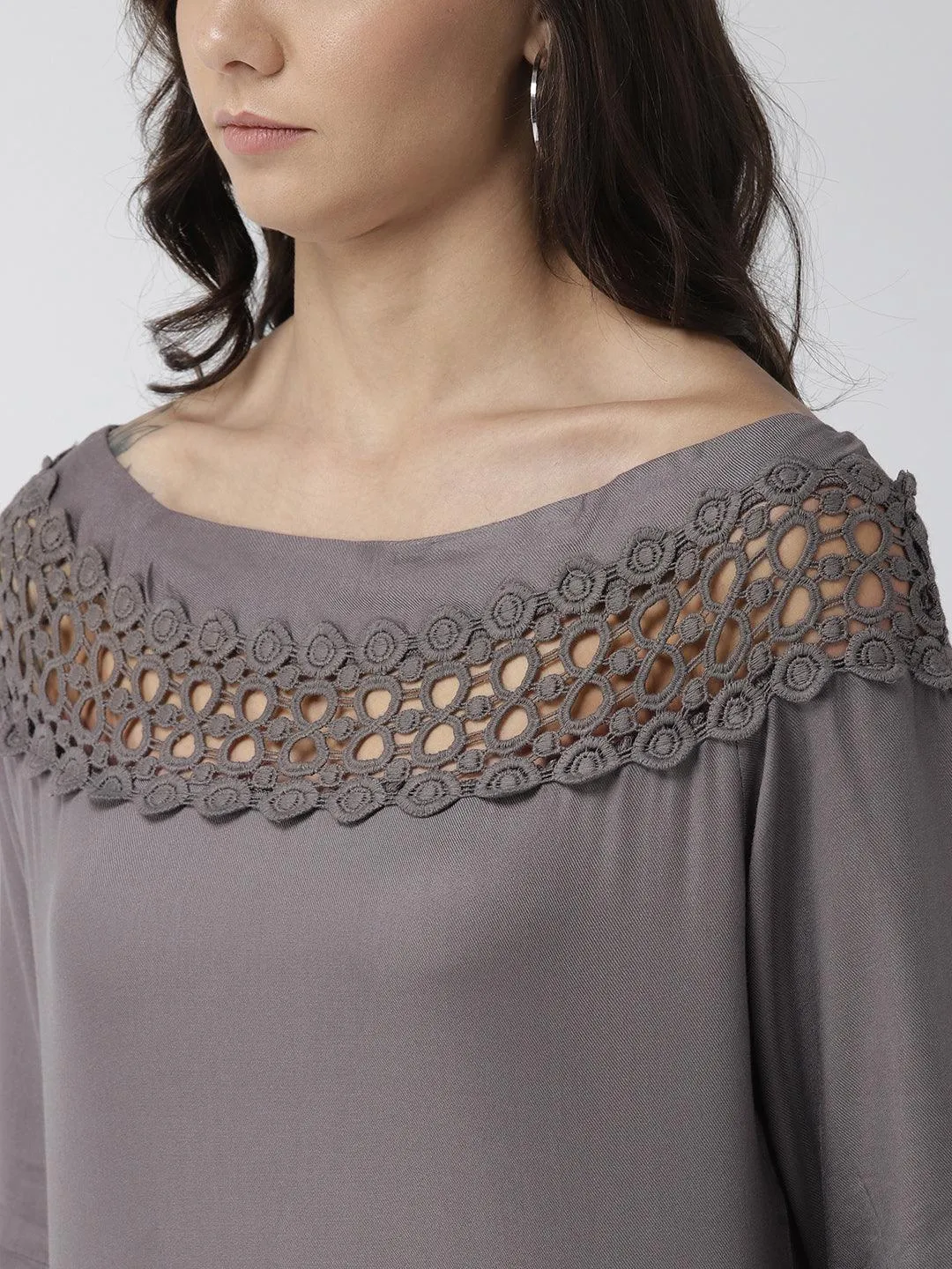 Style Quotient Women Solid Off White viscose rayon smart casual top