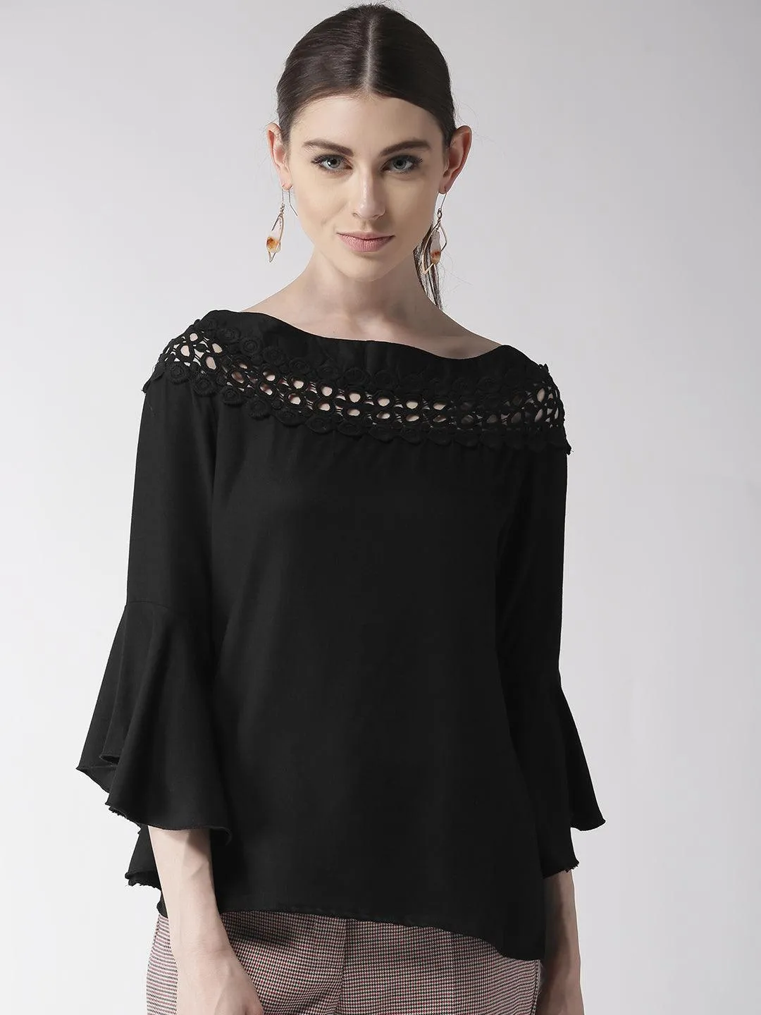 Style Quotient Women Solid Off White viscose rayon smart casual top