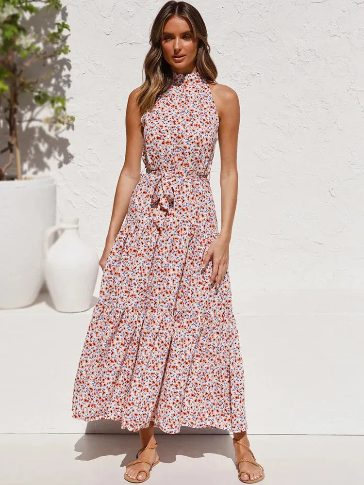 Summer Long Dress Polka Dot Casual Dresses Black Sexy Halter Strapless Sundress