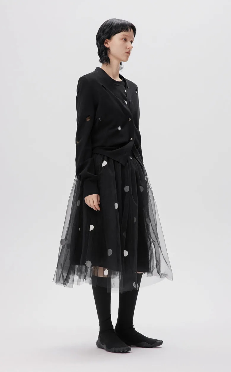 Sweater / JNBY Long-Sleeve Cutout Polka-Dot Cardigan Sweater