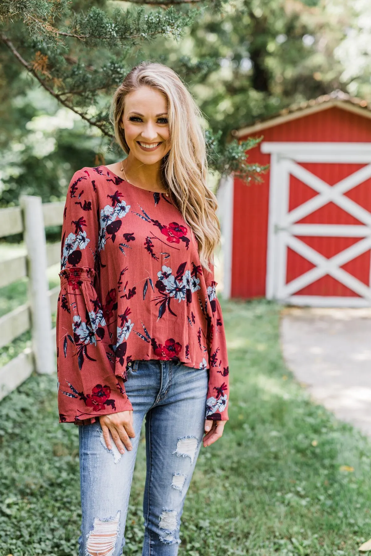 Sweet As Sugar Floral Blouse- Dark Clay