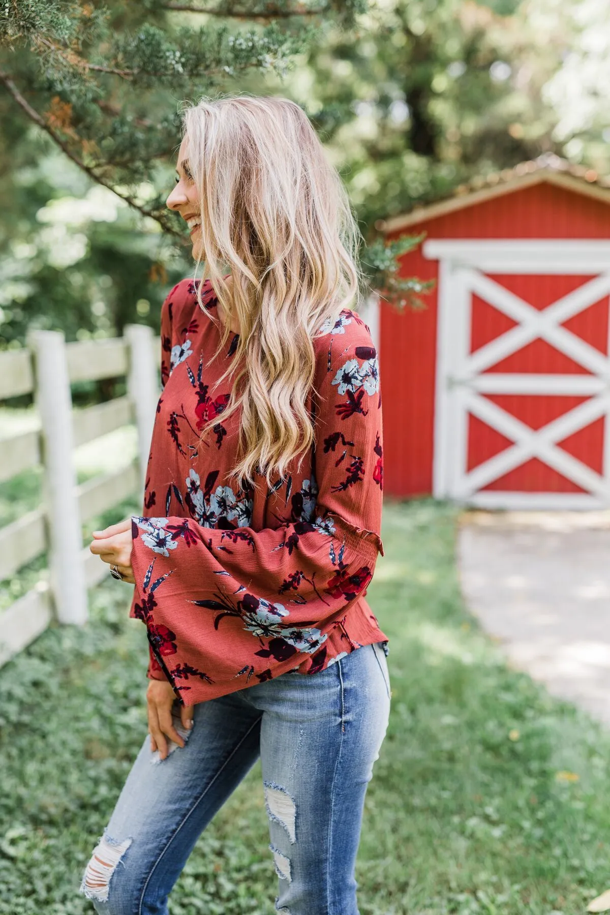 Sweet As Sugar Floral Blouse- Dark Clay