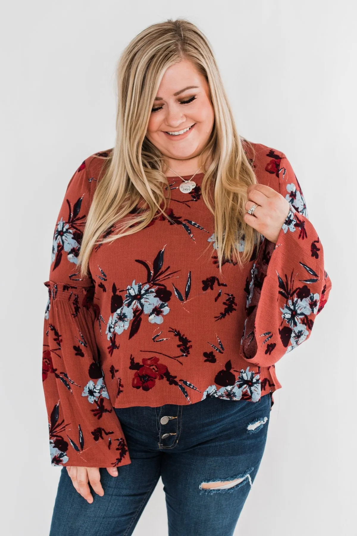 Sweet As Sugar Floral Blouse- Dark Clay