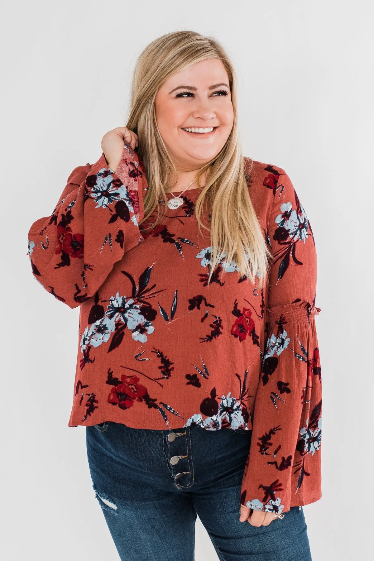 Sweet As Sugar Floral Blouse- Dark Clay
