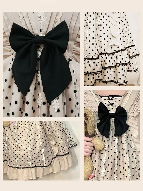 Sweet Lolita Dress Short Sleeves Bows Dress