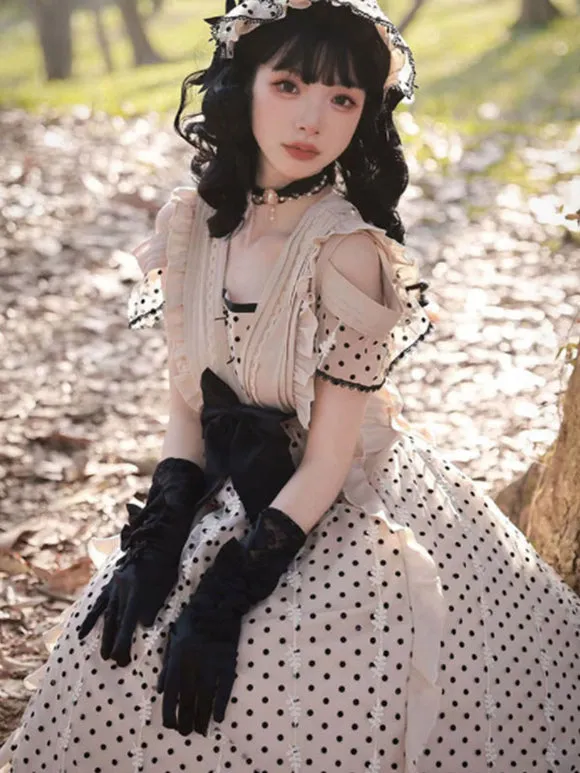 Sweet Lolita Dress Short Sleeves Bows Dress