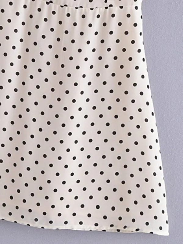 Sweetheart Neckline Polka Dot Mini Dress with Slimming Waist