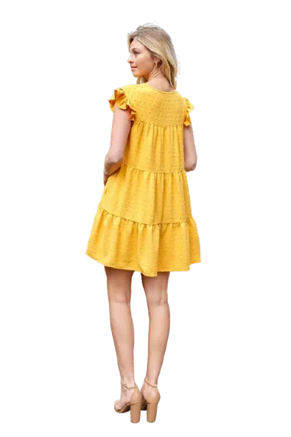 Swiss Dot Ruffle Sleeve Tiered Dress Mango - Pack of 6