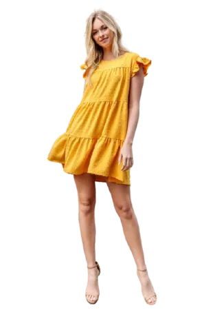 Swiss Dot Ruffle Sleeve Tiered Dress Mango - Pack of 6