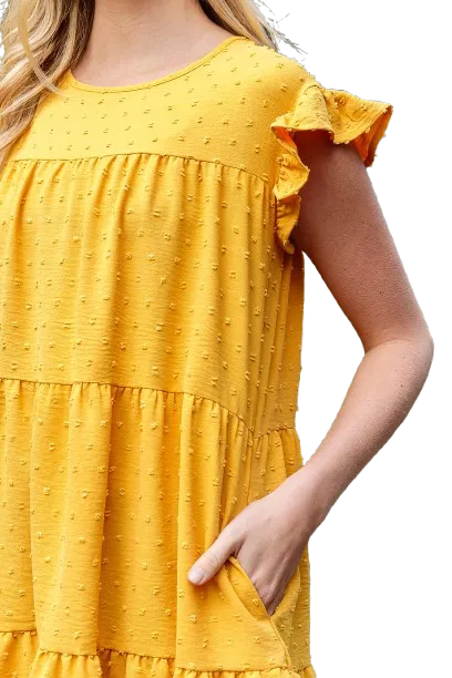 Swiss Dot Ruffle Sleeve Tiered Dress Mango - Pack of 6