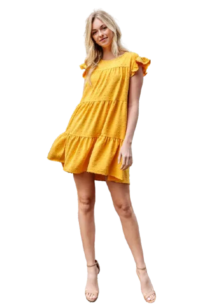Swiss Dot Ruffle Sleeve Tiered Dress Mango - Pack of 6