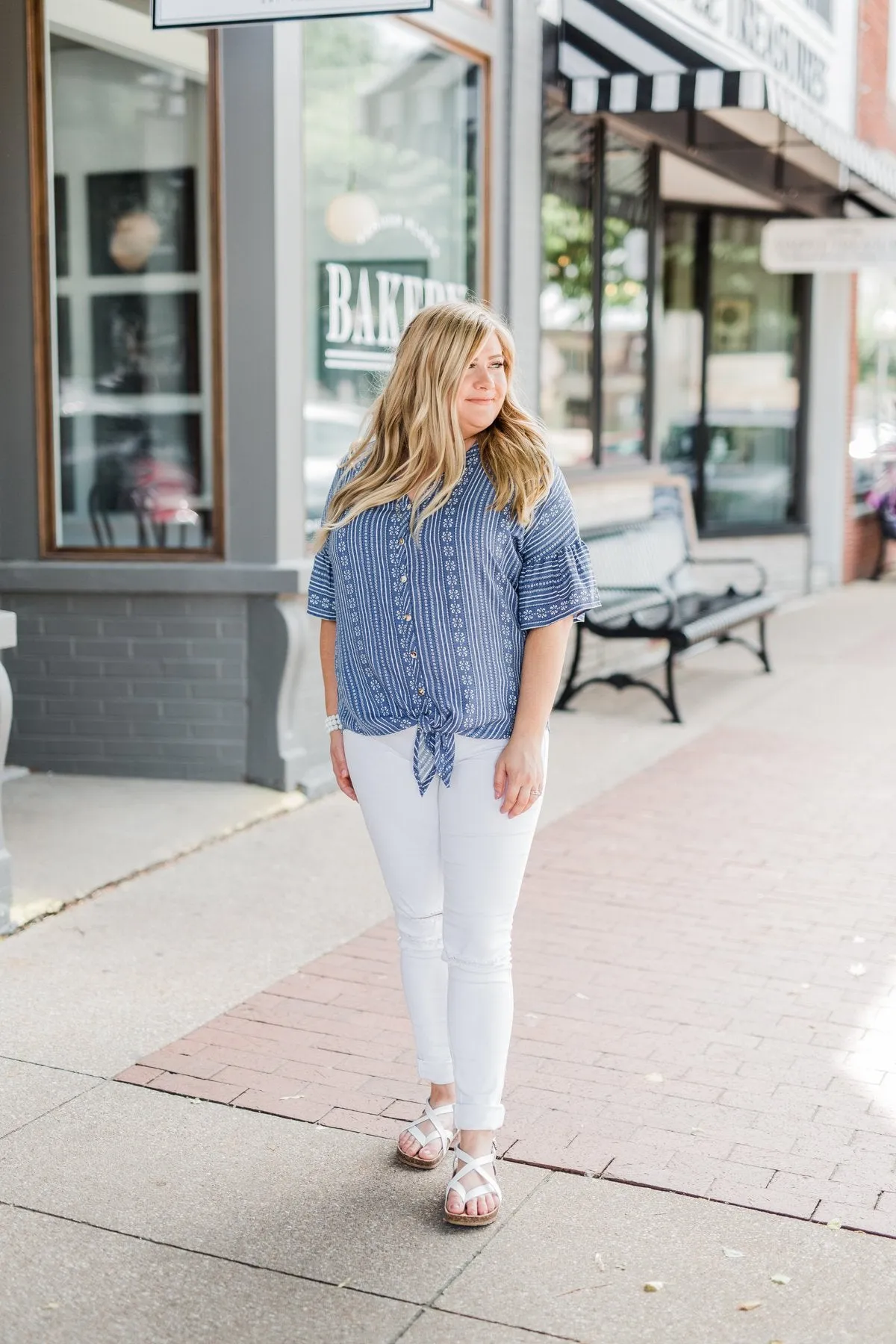 Take Me To The Tropics Front Tie Top- Blue