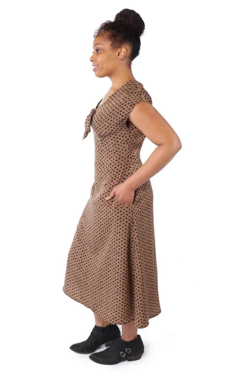 Tatiana Dress in Mocha Dot