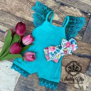 Teal with Lace Onesie