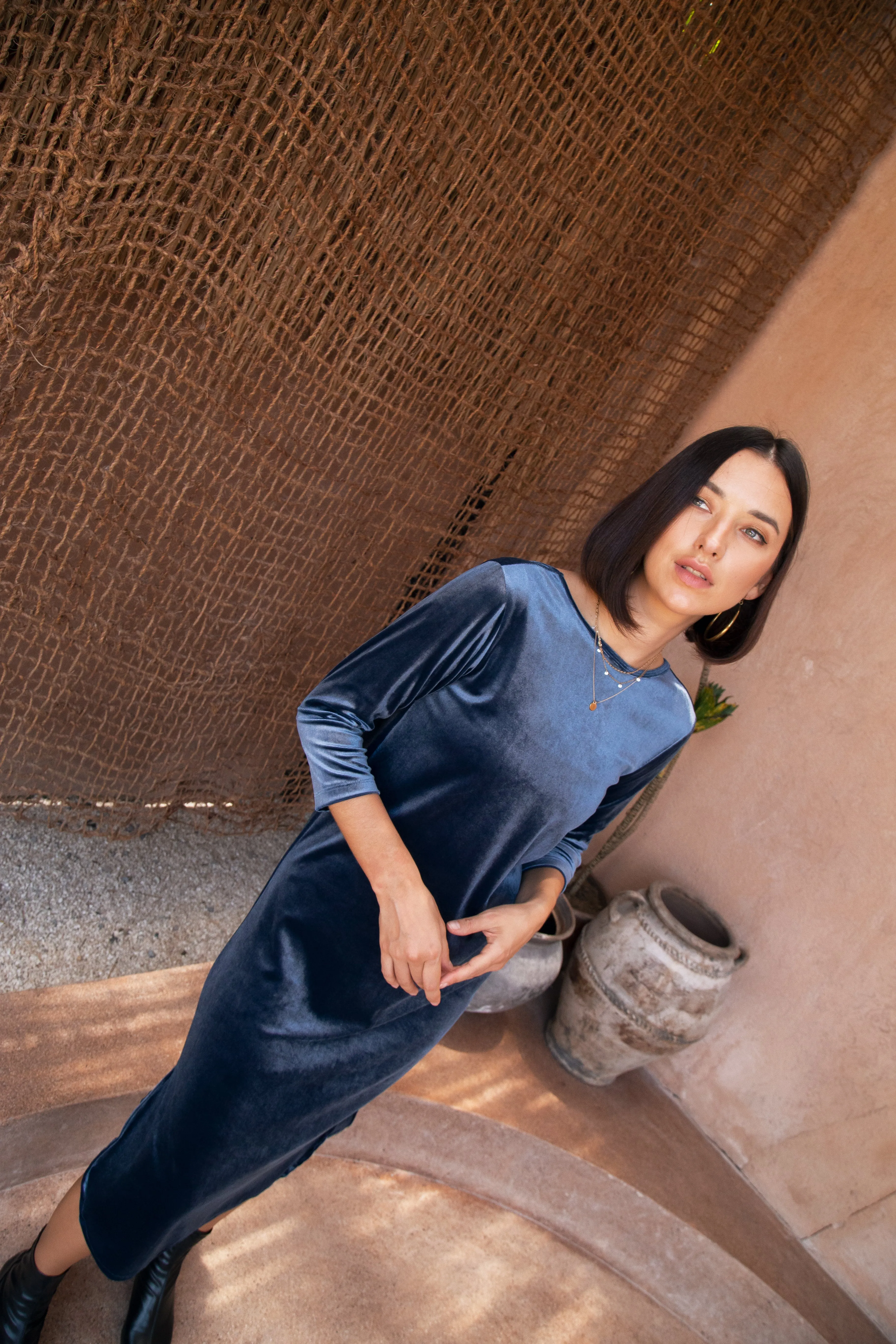 Teddie Velour Dress - NY Blue Velvet