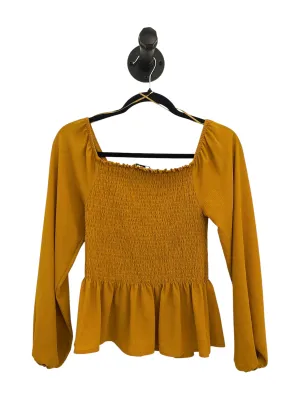 THRIFT- Mustard Long Sleeve Blouse - Small