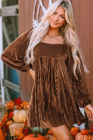 Tie Back Velvet Babydoll Dress
