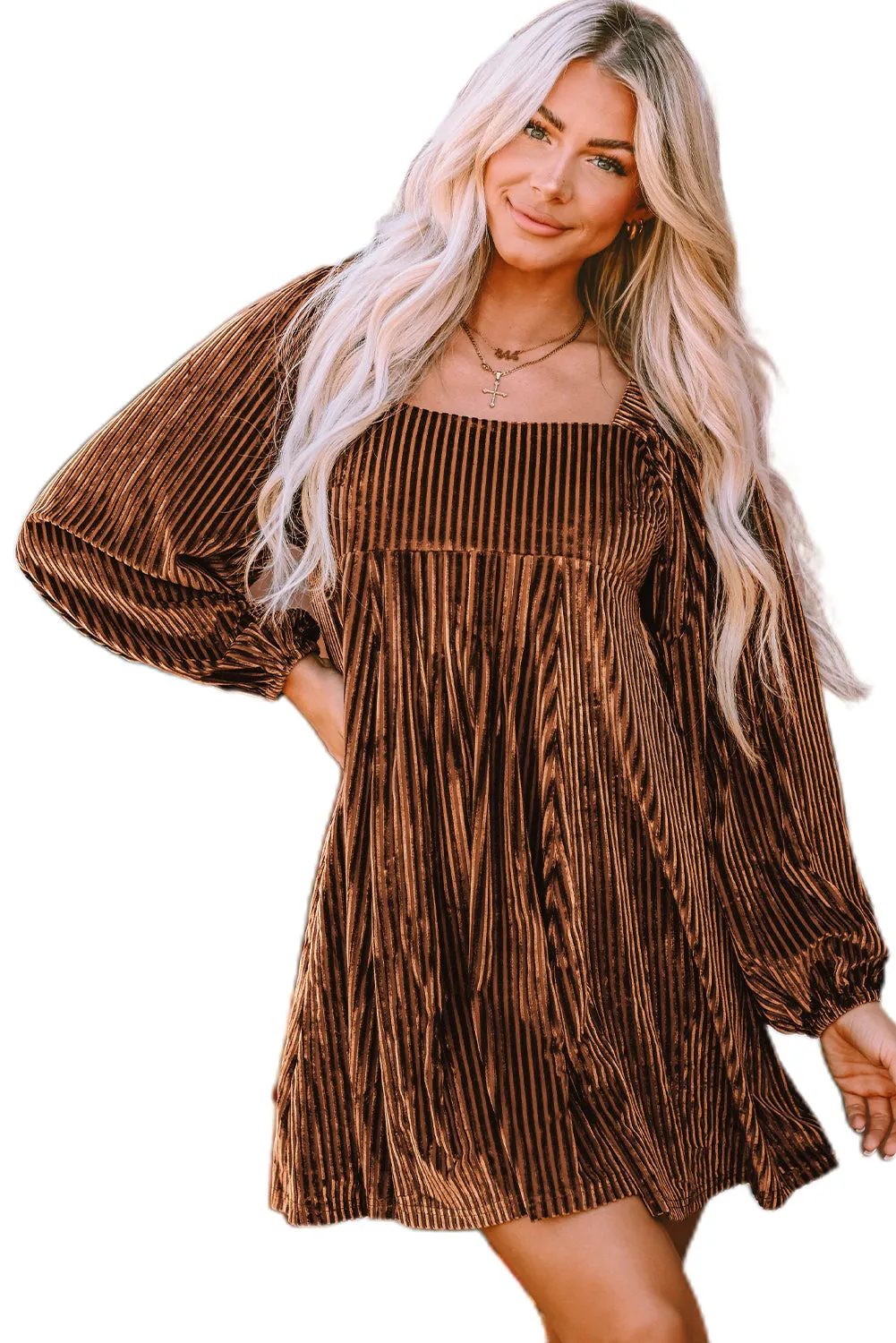 Tie Back Velvet Babydoll Dress