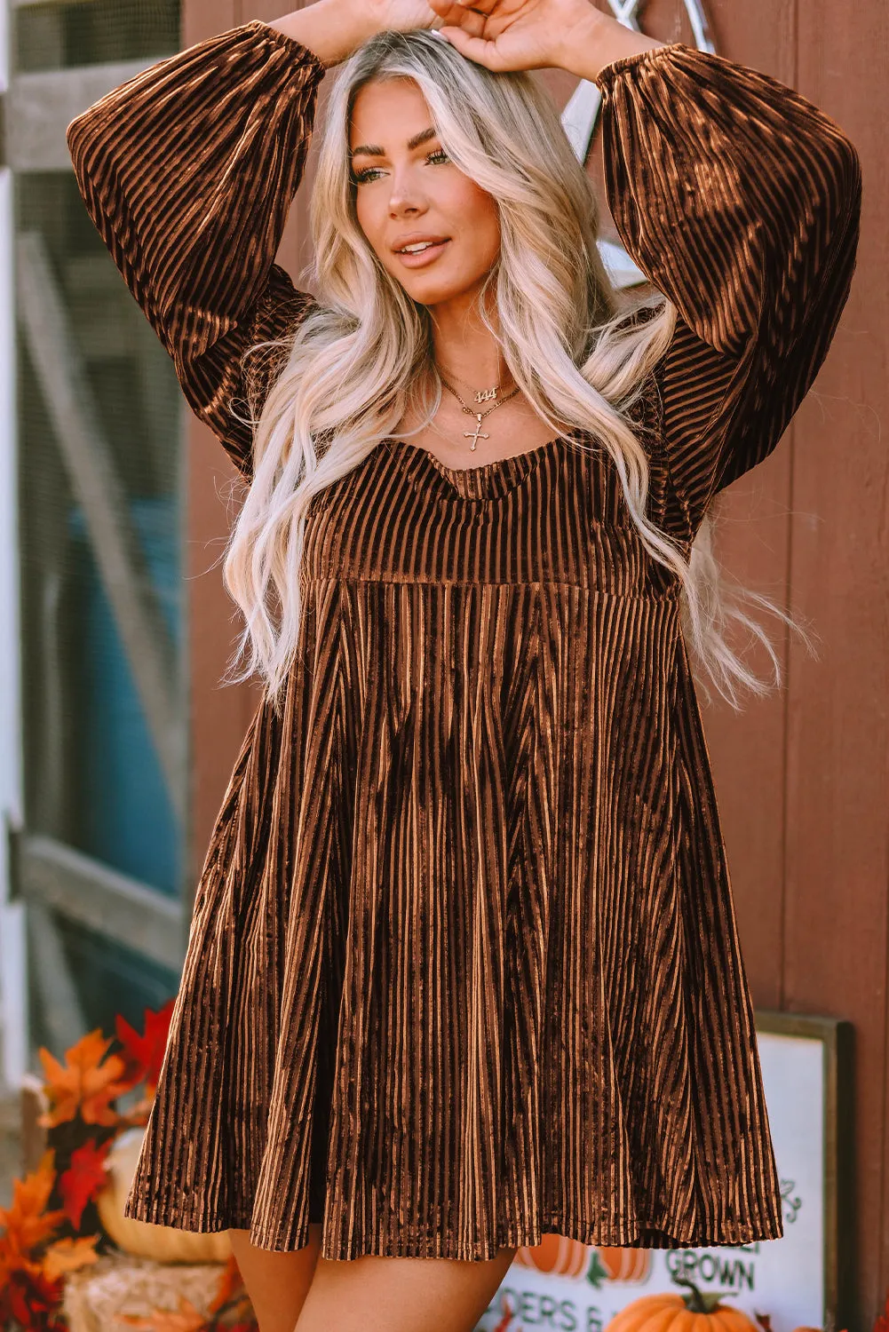 Tie Back Velvet Babydoll Dress