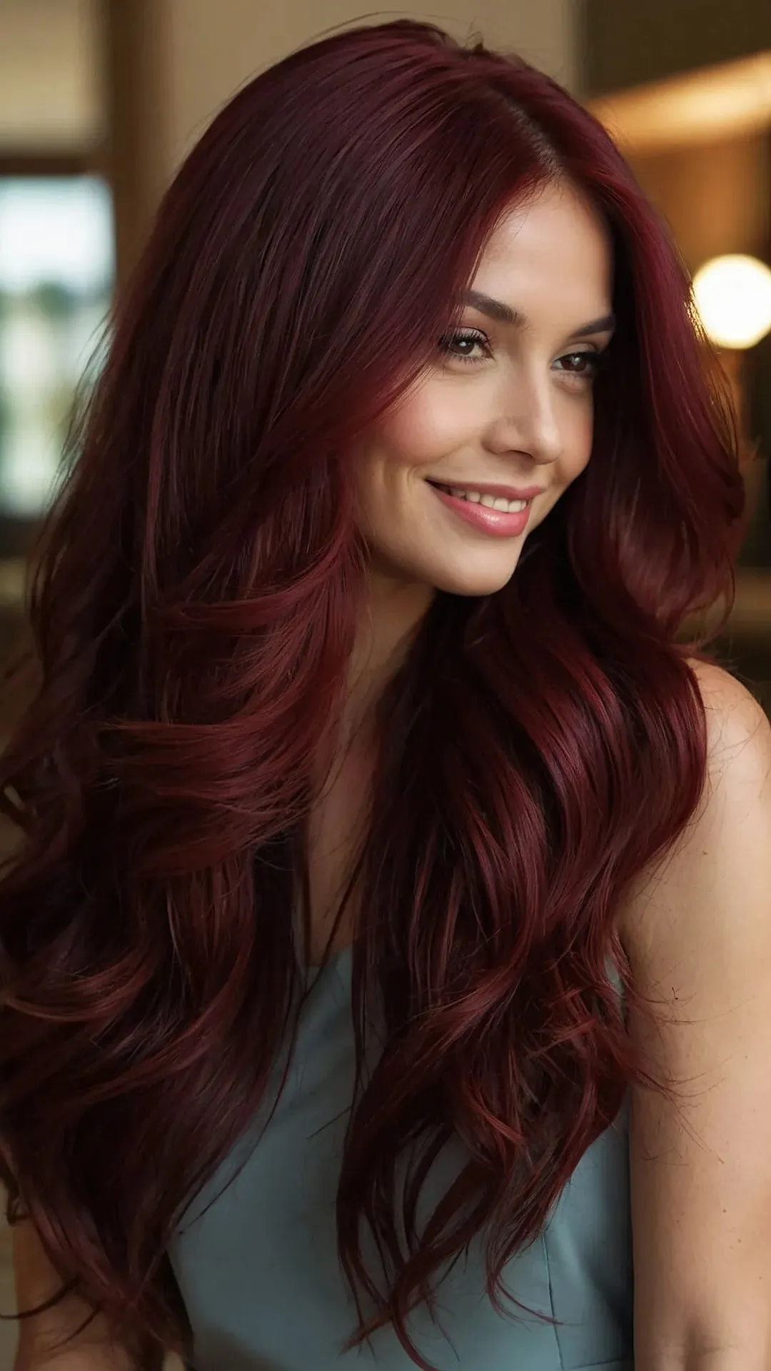 Timeless Elegance: 19 Long Layered Wine Red Styles for Older Divas