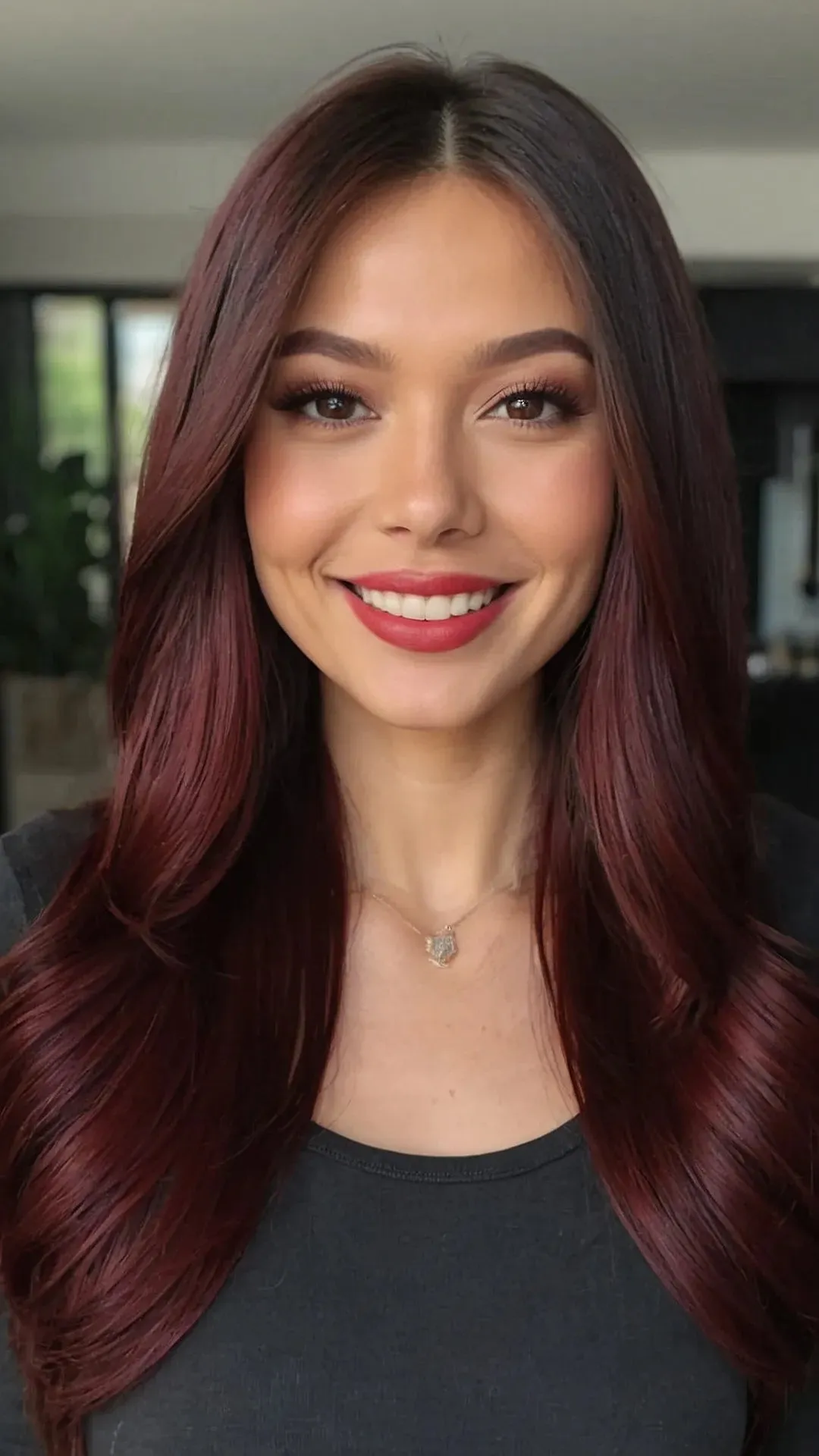 Timeless Elegance: 19 Long Layered Wine Red Styles for Older Divas