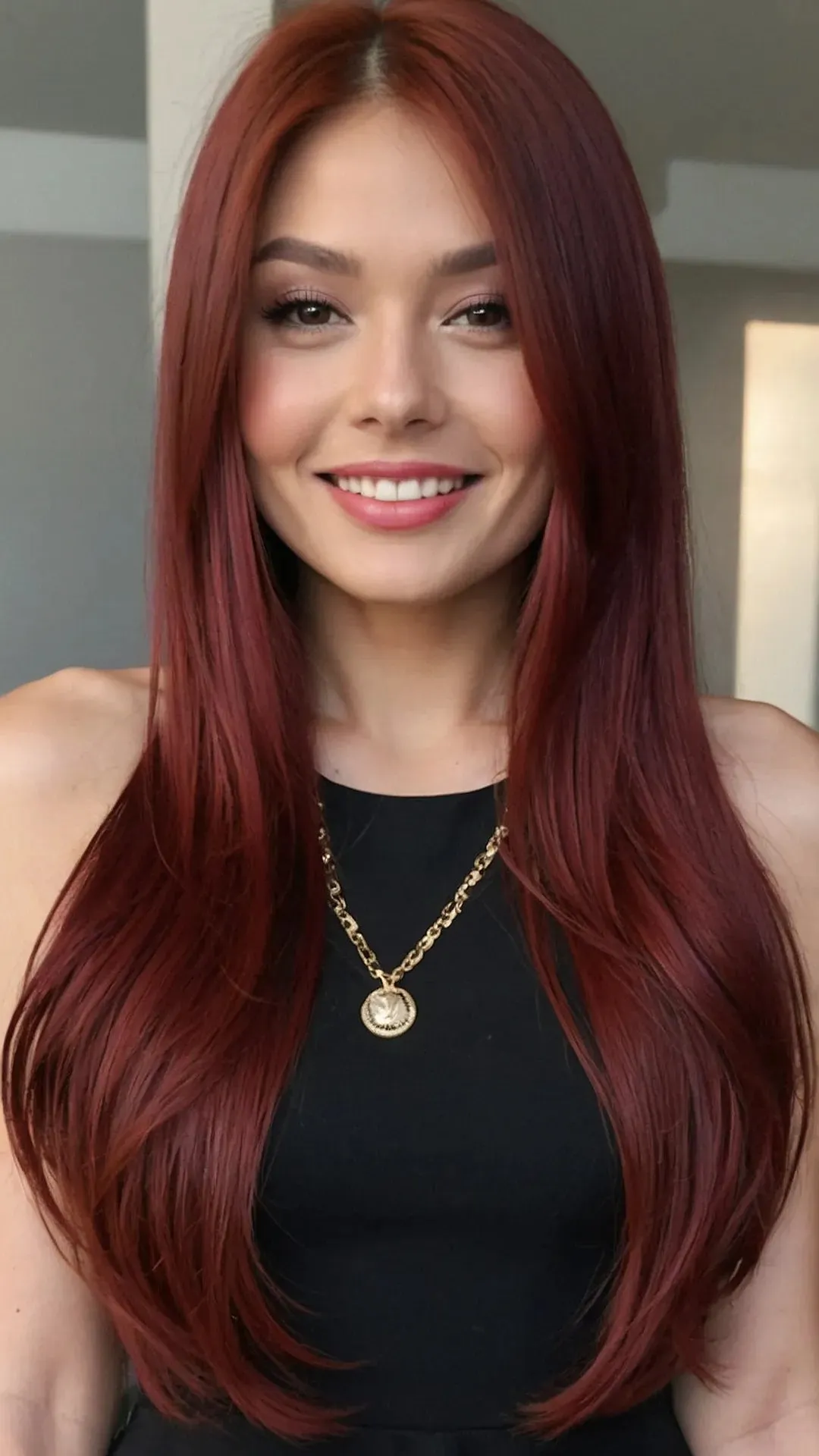 Timeless Elegance: 19 Long Layered Wine Red Styles for Older Divas