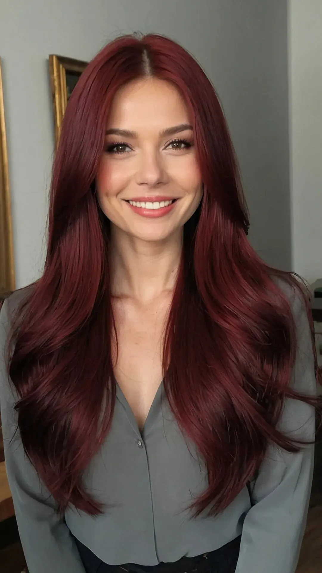 Timeless Elegance: 19 Long Layered Wine Red Styles for Older Divas