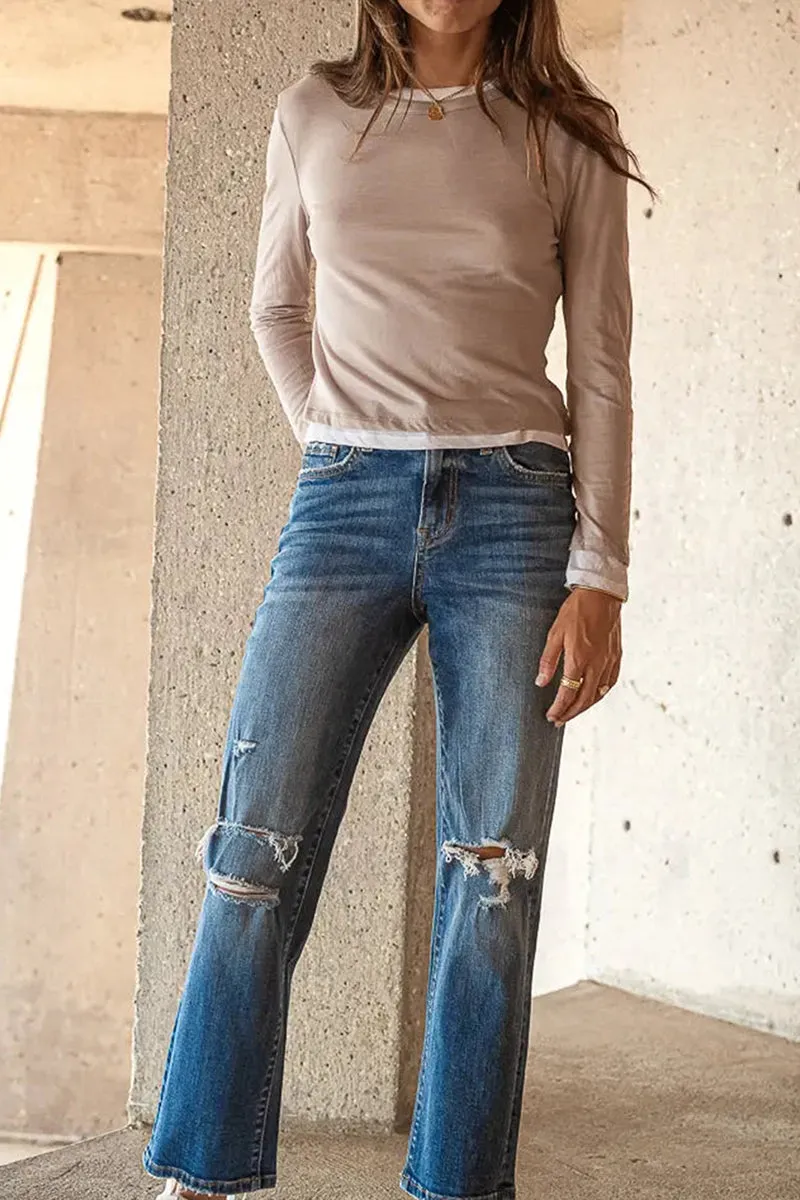 TS3202 Contrast Hem Sweatshirt Top