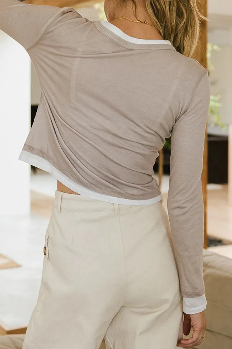 TS3202 Contrast Hem Sweatshirt Top