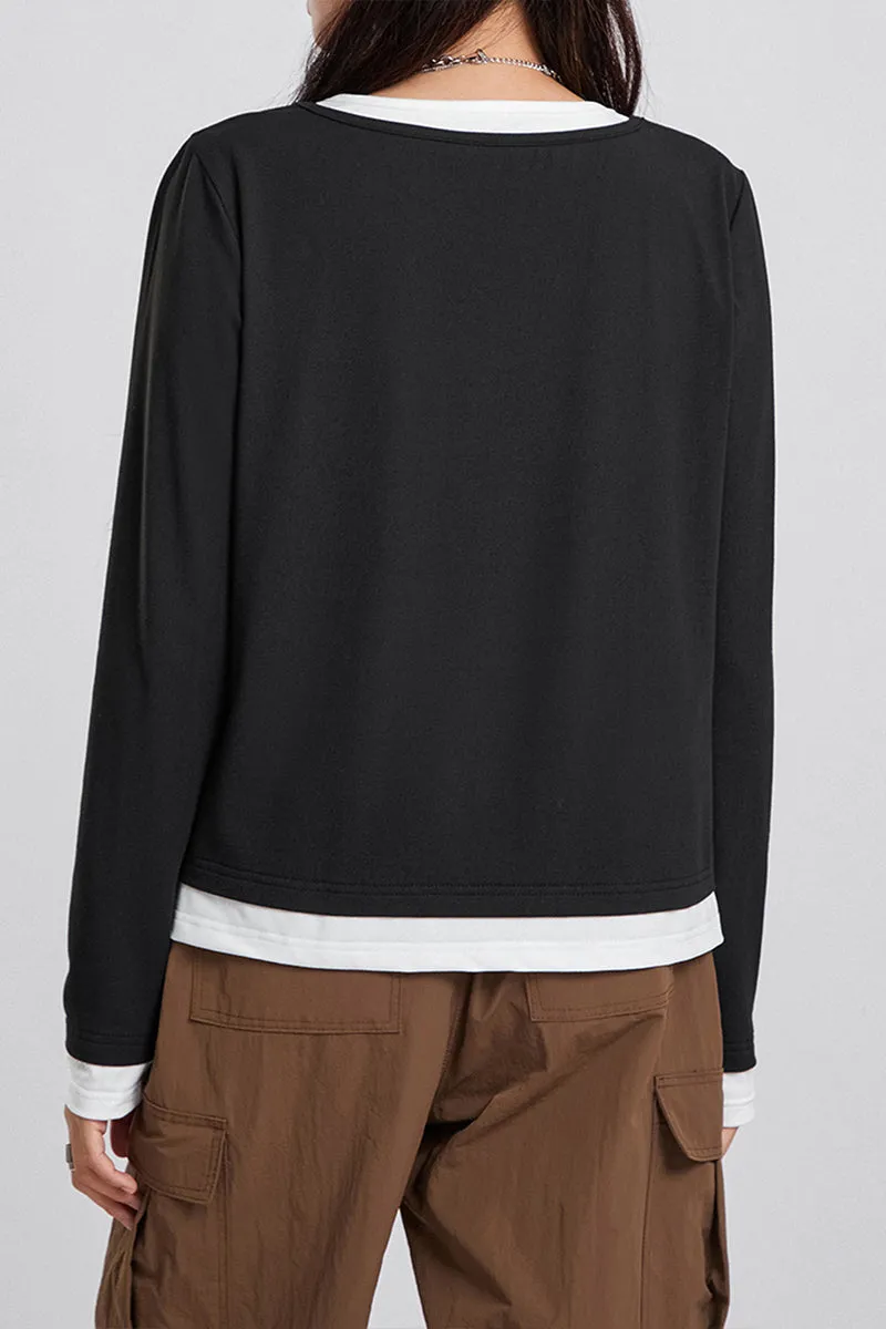 TS3202 Contrast Hem Sweatshirt Top