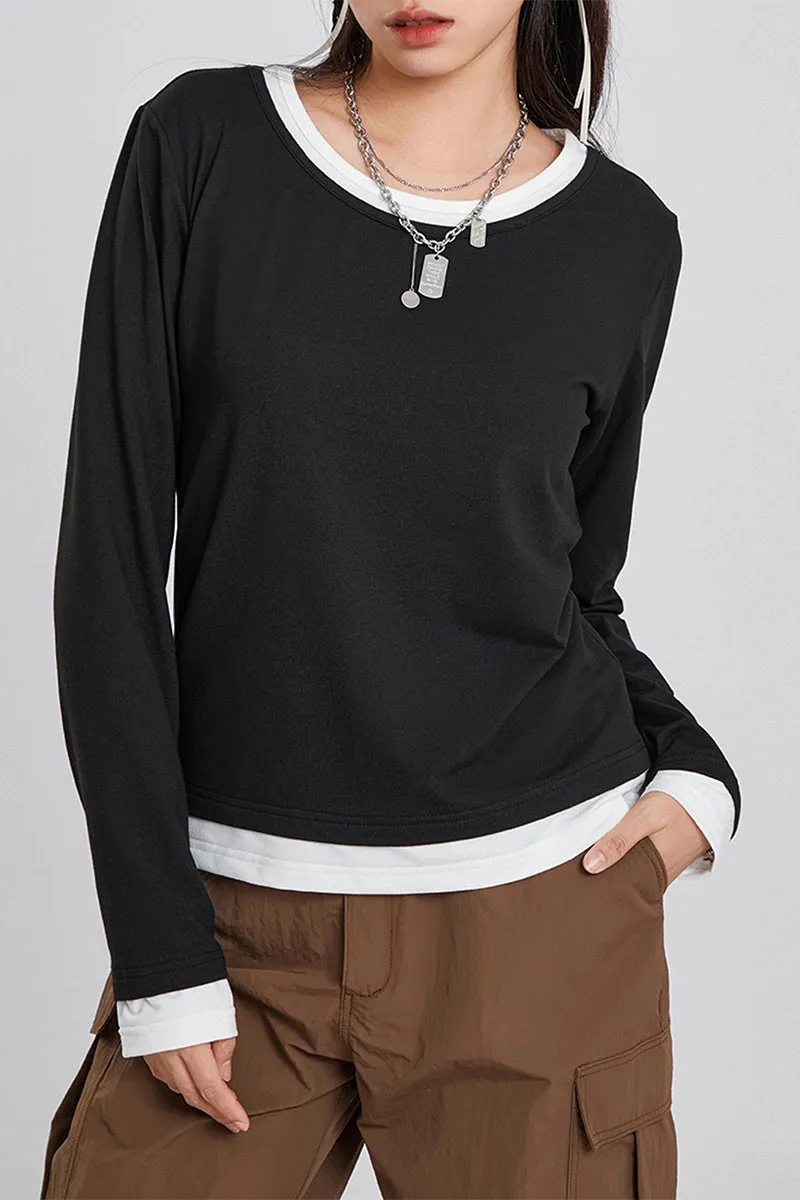 TS3202 Contrast Hem Sweatshirt Top
