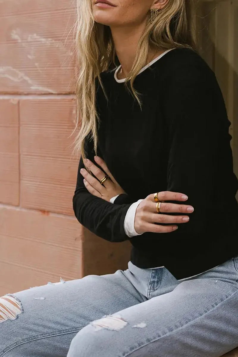 TS3202 Contrast Hem Sweatshirt Top