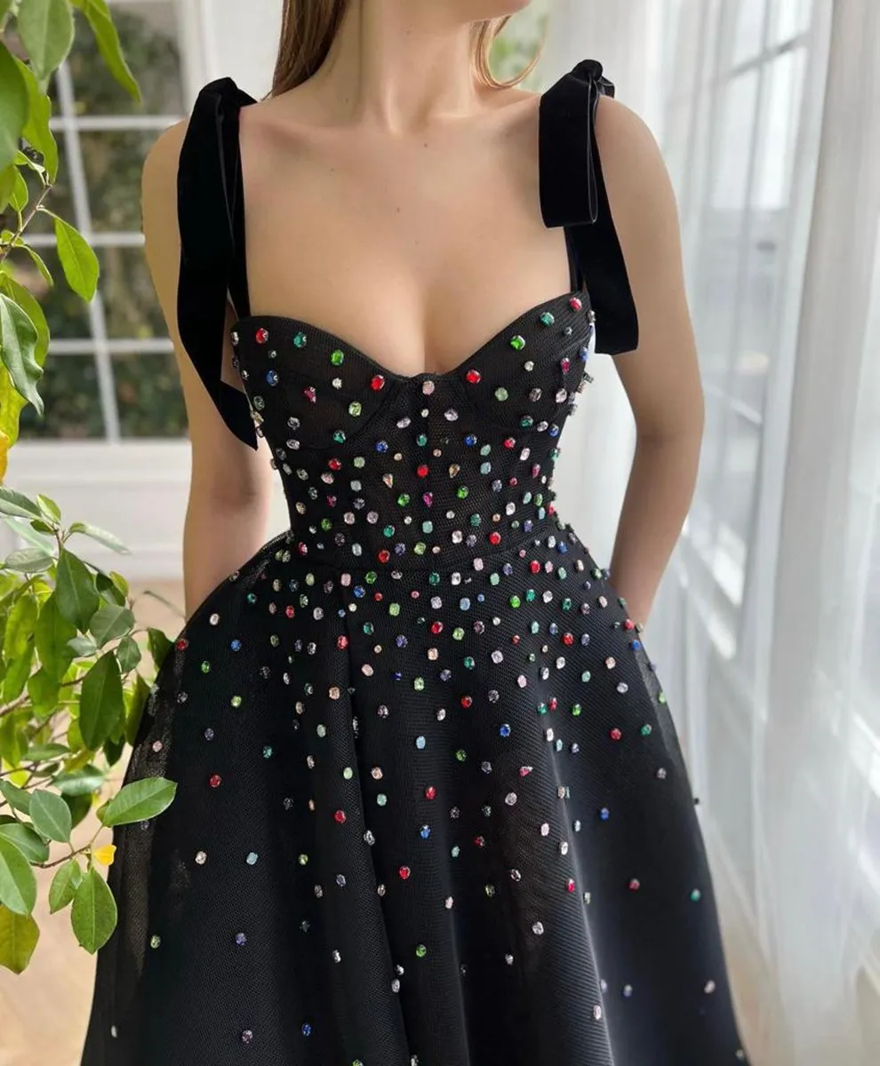 Tulle Bejeweled Cosmic Gown Sweep Train with Slit