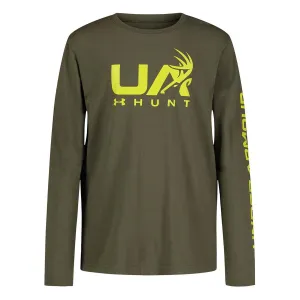 Under Armour Youth Boy's UA Hunt Logo Long Sleeve - Marine OD Green