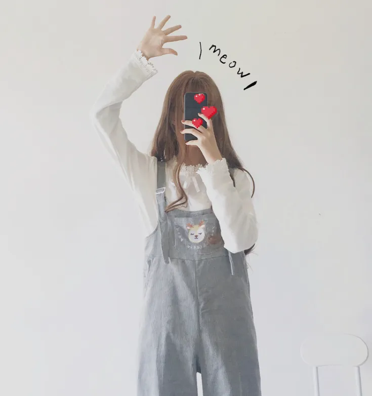 unzzy embroidered suspender pants KF50008