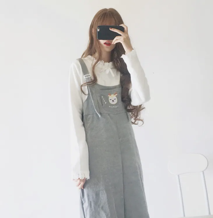 unzzy embroidered suspender pants KF50008