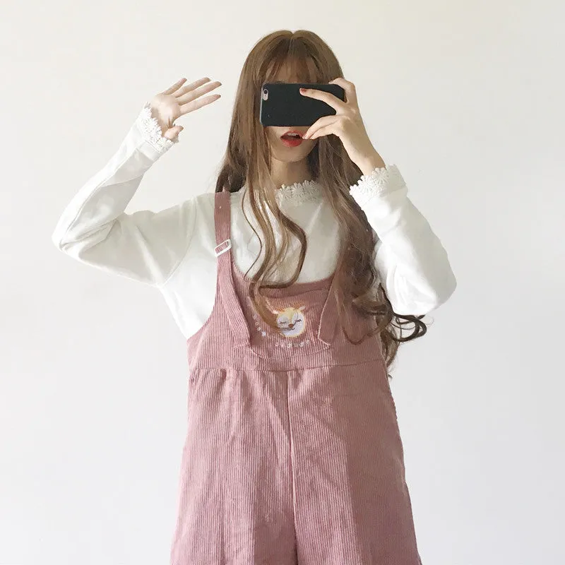 unzzy embroidered suspender pants KF50008