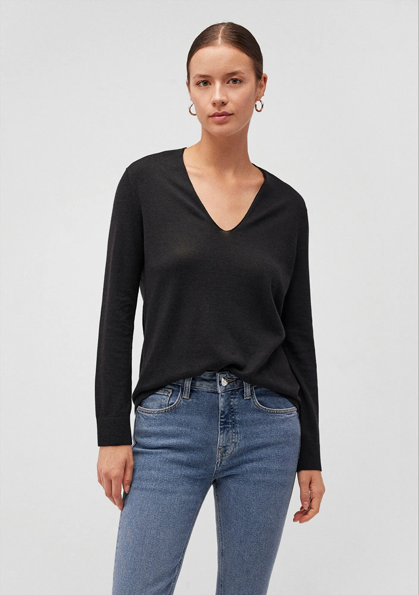 V Neck Black Sweater